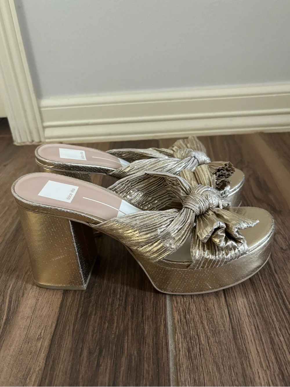Dolce Vita Slip-On Platform Bow Mule with Knot Bow - Gold